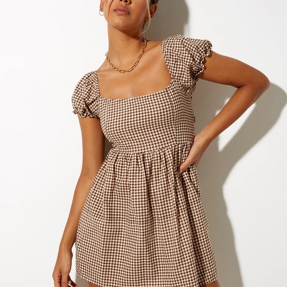 MOTEL ROCKS Saunder Dress in Mini Gingham size S - Picture 2 of 6